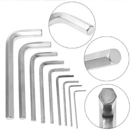 10 Parça Çelik Alyan Seti Kısa Düz Köşe Alyan Anahtar Takımı 10 Parça Çelik Alyan Seti Kısa Düz Köşe Alyan Anahtar Takımı