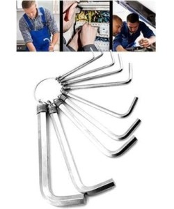 10 Parça Çelik Alyan Seti Kısa Düz Köşe Alyan Anahtar Takımı