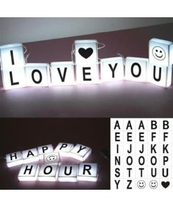 BUFFER® 10lu Lightbox Işıklı Harf Mesaj Panosu Dekoratif  Harf Işık Zinciri