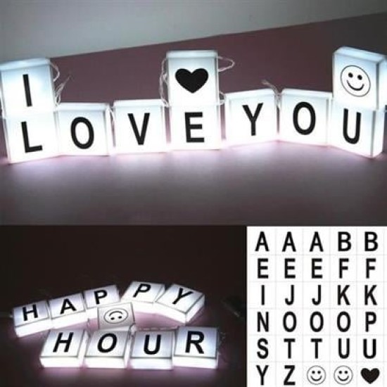 BUFFER® 10lu Lightbox Işıklı Harf Mesaj Panosu Dekoratif Harf Işık Zinciri BUFFER® 10lu Lightbox Işıklı Harf Mesaj Panosu Dekoratif Harf Işık Zinciri