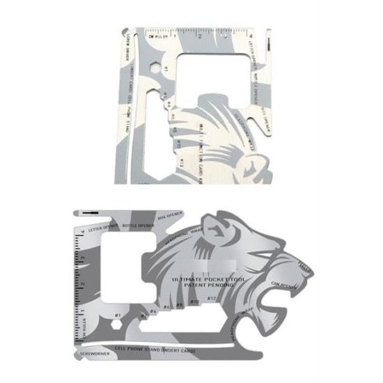 BUFFER® 18 Fonksiyonlu Cüzdan İçi Aslan Tasarımlı Kart Acil Durum Kiti BUFFER® 18 Fonksiyonlu Cüzdan İçi Aslan Tasarımlı Kart Acil Durum Kiti