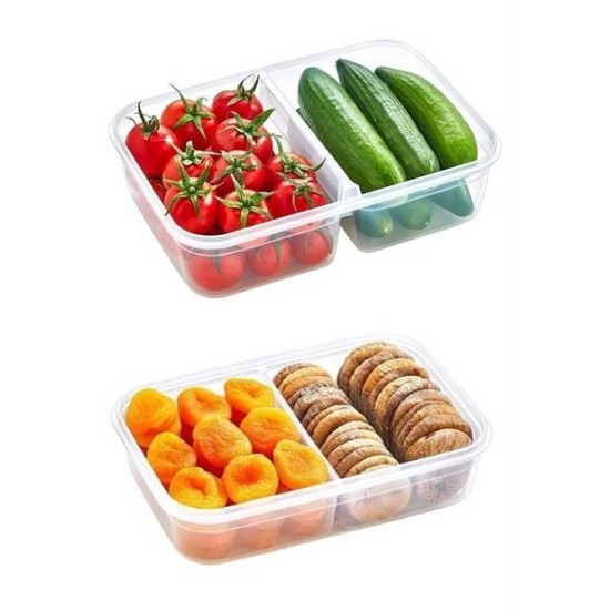 BUFFER® 2 Bölmeli Sızdırmaz Contalı Kilitli Kapaklı 1 Litre Erzak Saklama Kabı -LC505 BUFFER® 2 Bölmeli Sızdırmaz Contalı Kilitli Kapaklı 1 Litre Erzak Saklama Kabı -LC505