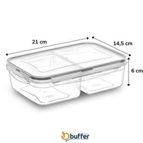 BUFFER® 2 Bölmeli Sızdırmaz Contalı Kilitli Kapaklı 1 Litre Erzak Saklama Kabı -LC505 BUFFER® 2 Bölmeli Sızdırmaz Contalı Kilitli Kapaklı 1 Litre Erzak Saklama Kabı -LC505