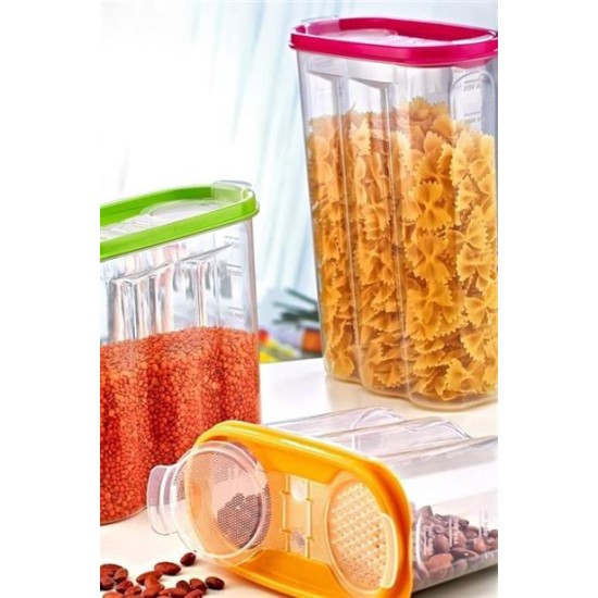 BUFFER® 2 Kapaklı Ölçekli Erzak Kuru Gıda Saklama Kutusu Kabı 2,4 Litre-SA940 BUFFER® 2 Kapaklı Ölçekli Erzak Kuru Gıda Saklama Kutusu Kabı 2,4 Litre-SA940