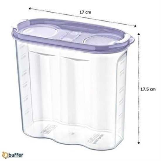 BUFFER® 2 Kapaklı Ölçekli Erzak Kuru Gıda Saklama Kutusu Kabı - 1,7 Litre - SA935 BUFFER® 2 Kapaklı Ölçekli Erzak Kuru Gıda Saklama Kutusu Kabı - 1,7 Litre - SA935