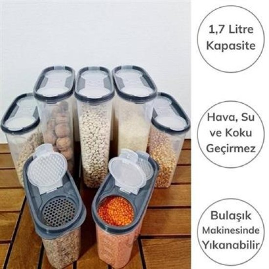 BUFFER® 2 Kapaklı Ölçekli Erzak Kuru Gıda Saklama Kutusu Kabı - 1,7 Litre - SA935 BUFFER® 2 Kapaklı Ölçekli Erzak Kuru Gıda Saklama Kutusu Kabı - 1,7 Litre - SA935