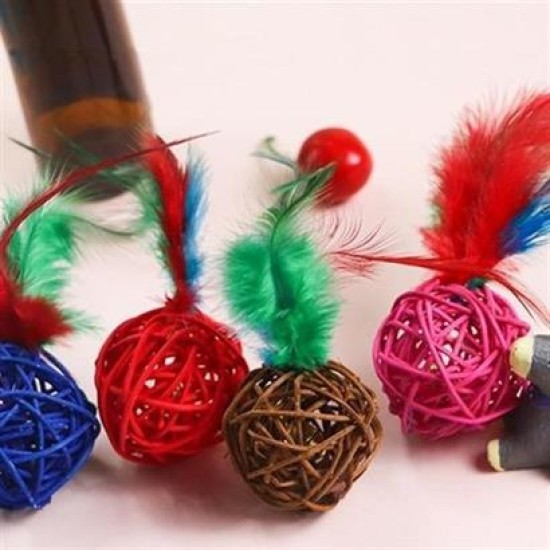 BUFFER® 2li Rattan Renkli Peluş Tüy Kedi Köpek Oyuncak Yakalama Çiğneme Çıngıraklı Top Oyuncağı BUFFER® 2li Rattan Renkli Peluş Tüy Kedi Köpek Oyuncak Yakalama Çiğneme Çıngıraklı Top Oyuncağı