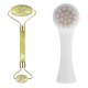 BUFFER® 2li Set Çift Taraflı Cilt Temizleme Fırçası ve Yeşim Taşı Çift Taraflı Cilt Masaj Aleti BUFFER® 2li Set Çift Taraflı Cilt Temizleme Fırçası ve Yeşim Taşı Çift Taraflı Cilt Masaj Aleti