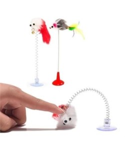 BUFFER® 2li Vantuzlu Fareli Tüylü Hareketli Çanlı ve Esneyen Eğlenceli Peluş Kedi Oyuncağı BUFFER® 2li Vantuzlu Fareli Tüylü Hareketli Çanlı ve Esneyen Eğlenceli Peluş Kedi Oyuncağı