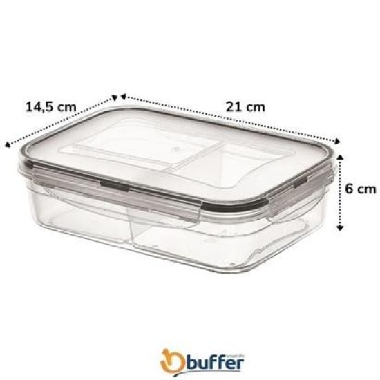 BUFFER® 3 Bölmeli Kilitli Kapaklı 1 Litre Erzak Saklama Kabı LC-510 BUFFER® 3 Bölmeli Kilitli Kapaklı 1 Litre Erzak Saklama Kabı LC-510