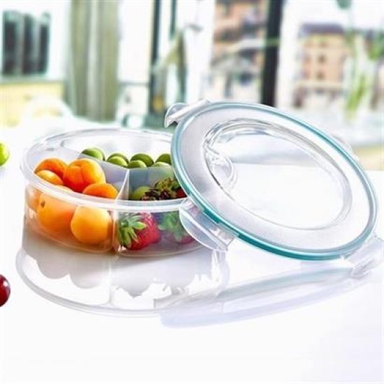 BUFFER® 3 Bölmeli Sızdırmaz Contalı Kilitli Kapaklı 1,35 Litre yuvarlak Erzak Saklama Kabı LC-500 BUFFER® 3 Bölmeli Sızdırmaz Contalı Kilitli Kapaklı 1,35 Litre yuvarlak Erzak Saklama Kabı LC-500