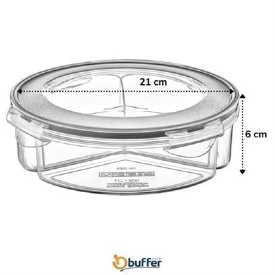BUFFER® 3 Bölmeli Sızdırmaz Contalı Kilitli Kapaklı 1,35 Litre yuvarlak Erzak Saklama Kabı LC-500 BUFFER® 3 Bölmeli Sızdırmaz Contalı Kilitli Kapaklı 1,35 Litre yuvarlak Erzak Saklama Kabı LC-500