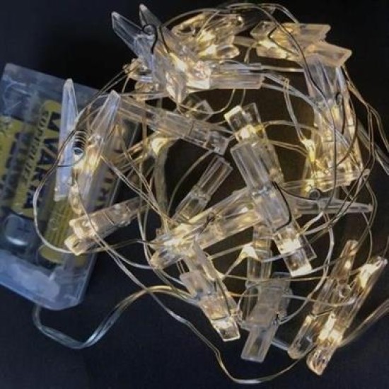 BUFFER® 3 Metre 20li Led Işıklı Dekoratif Fotoğraf Askılığı Mandalları BUFFER® 3 Metre 20li Led Işıklı Dekoratif Fotoğraf Askılığı Mandalları