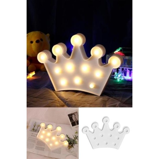 BUFFER® 3D Dekoratif Pilli Kraliçe Tacı Model Led Masa ve Gece Lambası BUFFER® 3D Dekoratif Pilli Kraliçe Tacı Model Led Masa ve Gece Lambası