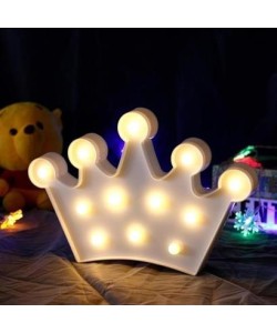 BUFFER® 3D Dekoratif Pilli Kraliçe Tacı Model Led Masa ve Gece Lambası