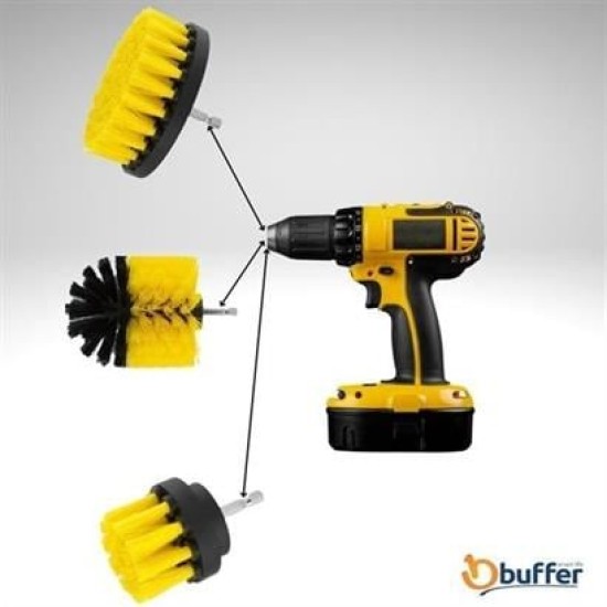 BUFFER® 3lü Matkap Ucu Banyo Küvet Duşakabin Araba Tekerliği Koltuk Yıkama Temizleme Fırçası Seti BUFFER® 3lü Matkap Ucu Banyo Küvet Duşakabin Araba Tekerliği Koltuk Yıkama Temizleme Fırçası Seti