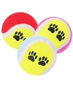BUFFER®  3lü Renkli Desenli Tenis Topu Kedi Köpek Oyuncağı