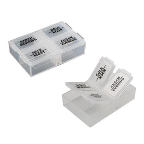 BUFFER® 4 Öğün Günlük Hap İlaç Saklama Taşıma Kutusu İlaç Hatırlatıcı BUFFER® 4 Öğün Günlük Hap İlaç Saklama Taşıma Kutusu İlaç Hatırlatıcı