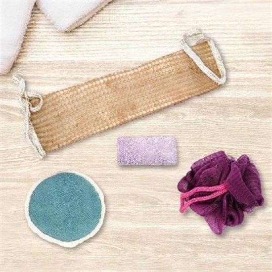 BUFFER® 4 Parçalı Banyo Duş Lifi Seti Vücut Sırt Yüz Lifi Ponza Taşı BUFFER® 4 Parçalı Banyo Duş Lifi Seti Vücut Sırt Yüz Lifi Ponza Taşı