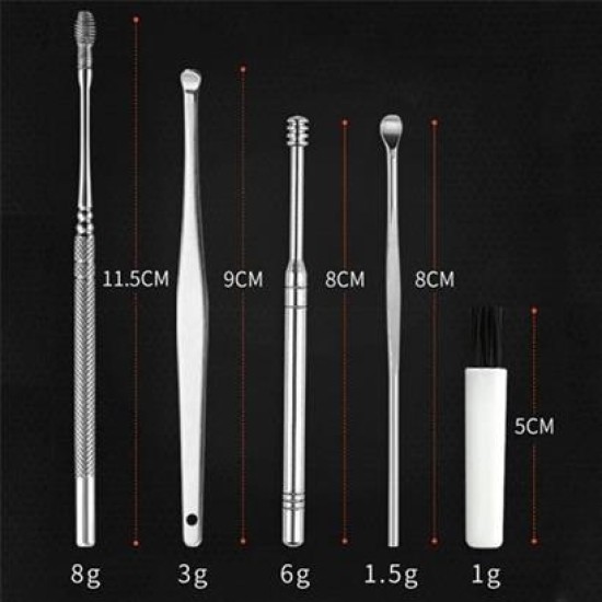 BUFFER® 6 Parça Paslanmaz Çelik Kulak Balmumu Toplayıcı Çıkarıcı Temizleyici Bakımı Çubuk Seti BUFFER® 6 Parça Paslanmaz Çelik Kulak Balmumu Toplayıcı Çıkarıcı Temizleyici Bakımı Çubuk Seti