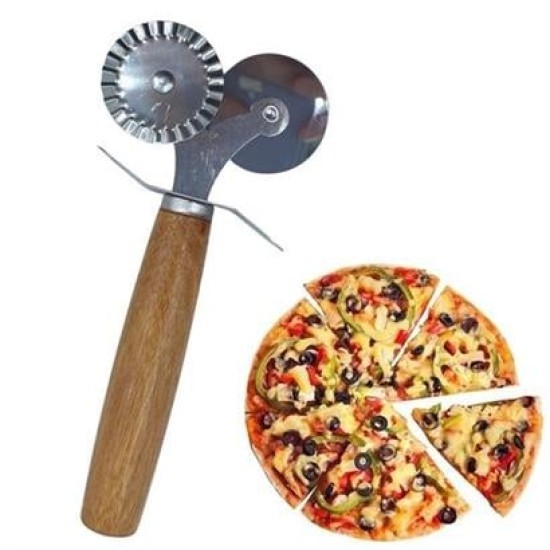 BUFFER® Ahşap Saplı 2li Hamur Kesme Ruleti Düz ve Dalgalı Pizza Börek Kesici Aparatı BUFFER® Ahşap Saplı 2li Hamur Kesme Ruleti Düz ve Dalgalı Pizza Börek Kesici Aparatı