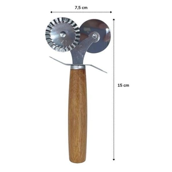 BUFFER® Ahşap Saplı 2li Hamur Kesme Ruleti Düz ve Dalgalı Pizza Börek Kesici Aparatı BUFFER® Ahşap Saplı 2li Hamur Kesme Ruleti Düz ve Dalgalı Pizza Börek Kesici Aparatı