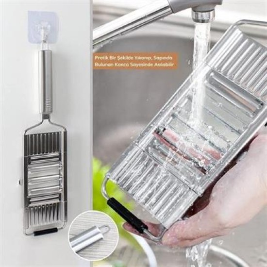 BUFFER® Ayarlanabilir 3 Farklı Başlıklı Tutmalı Sebze Dilimleyici Peynir Rendeleyici Aparat BUFFER® Ayarlanabilir 3 Farklı Başlıklı Tutmalı Sebze Dilimleyici Peynir Rendeleyici Aparat