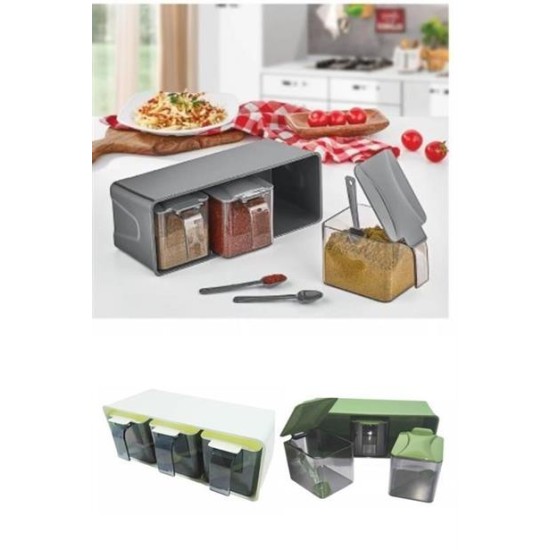 BUFFER® Baharat Düzenleyici 3lü Plastik Kapaklı Baharatlık Seti BUFFER® Baharat Düzenleyici 3lü Plastik Kapaklı Baharatlık Seti