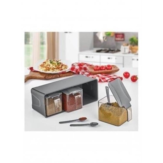 BUFFER® Baharat Düzenleyici 3lü Plastik Kapaklı Baharatlık Seti BUFFER® Baharat Düzenleyici 3lü Plastik Kapaklı Baharatlık Seti