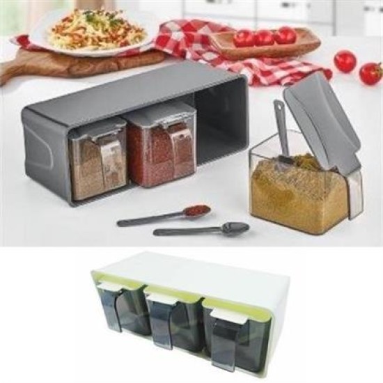 BUFFER® Baharat Düzenleyici 3lü Plastik Kapaklı Baharatlık Seti BUFFER® Baharat Düzenleyici 3lü Plastik Kapaklı Baharatlık Seti