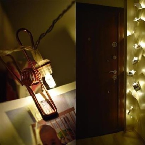 BUFFER® Bakır Renkli Led Işıklı Fotoğraf Asma Işık Süsleme Mandalları BUFFER® Bakır Renkli Led Işıklı Fotoğraf Asma Işık Süsleme Mandalları