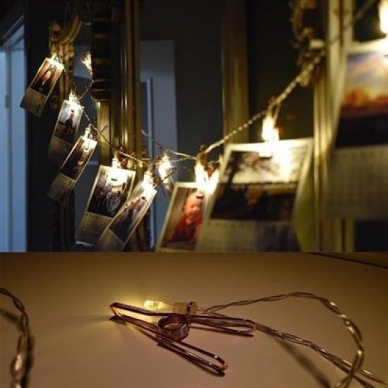 BUFFER® Bakır Renkli Led Işıklı Fotoğraf Asma Işık Süsleme Mandalları BUFFER® Bakır Renkli Led Işıklı Fotoğraf Asma Işık Süsleme Mandalları