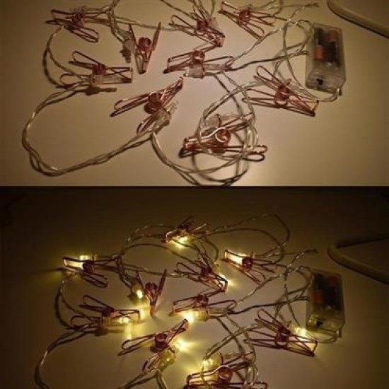 BUFFER® Bakır Renkli Led Işıklı Fotoğraf Asma Işık Süsleme Mandalları BUFFER® Bakır Renkli Led Işıklı Fotoğraf Asma Işık Süsleme Mandalları