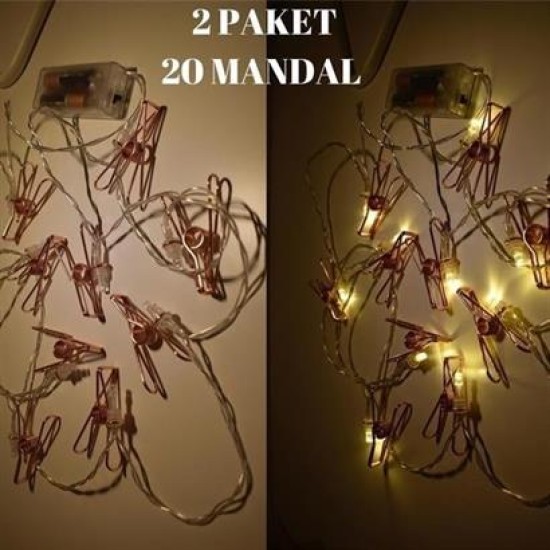 BUFFER® Bakır Renkli Led Işıklı Fotoğraf Asma Işık Süsleme Mandalları BUFFER® Bakır Renkli Led Işıklı Fotoğraf Asma Işık Süsleme Mandalları