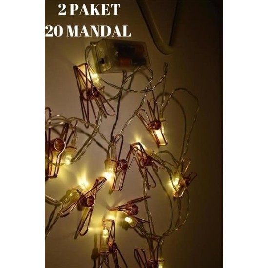 BUFFER® Bakır Renkli Led Işıklı Fotoğraf Asma Işık Süsleme Mandalları BUFFER® Bakır Renkli Led Işıklı Fotoğraf Asma Işık Süsleme Mandalları