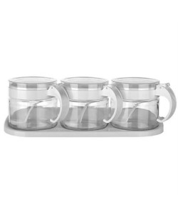 BUFFER® Beyaz 3lü Standlı Kapaklı Kaşıklı Cam Hava Sızdırmaz Baharatlık Takımı KC-386 BUFFER® Beyaz 3lü Standlı Kapaklı Kaşıklı Cam Hava Sızdırmaz Baharatlık Takımı KC-386