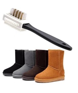 BUFFER® Çift Taraflı Pratik Taşınabilir Süet Nubuk Deri Çizme Bot Ayakkabı Temizleme Bakım Fırçası