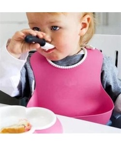 BUFFER® Çocuk Bebek Mama Önlüğü Dökülme Engelleyici Bükülebilir Pembe