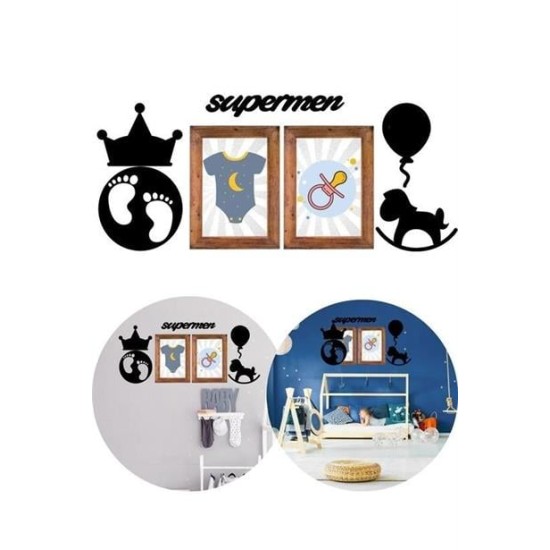 BUFFER® DECO103 Supermen Dekoratif Duvar Süsü Tablo Aksesuar Ahşap Tasarım Hediye Pano Sticker Seti BUFFER® DECO103 Supermen Dekoratif Duvar Süsü Tablo Aksesuar Ahşap Tasarım Hediye Pano Sticker Seti