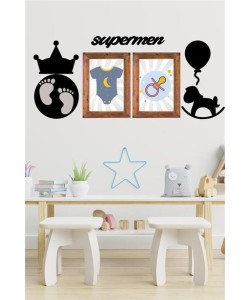 BUFFER® DECO103 Supermen Dekoratif Duvar Süsü Tablo Aksesuar Ahşap Tasarım Hediye Pano Sticker Seti BUFFER® DECO103 Supermen Dekoratif Duvar Süsü Tablo Aksesuar Ahşap Tasarım Hediye Pano Sticker Seti