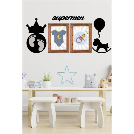 BUFFER® DECO103 Supermen Dekoratif Duvar Süsü Tablo Aksesuar Ahşap Tasarım Hediye Pano Sticker Seti BUFFER® DECO103 Supermen Dekoratif Duvar Süsü Tablo Aksesuar Ahşap Tasarım Hediye Pano Sticker Seti