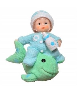 BUFFER® Decotown Hediyelik Sevimli Mavi Bebek Biblo Polyester Süs Eşyası