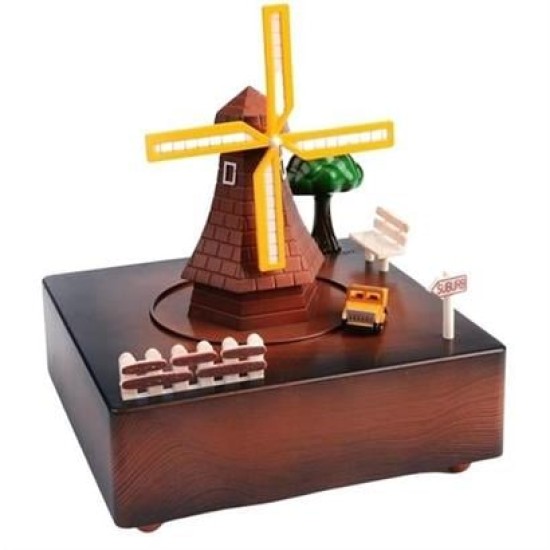 BUFFER® Dekoratif Mandallı Kurmalı Hareketli Arabalı Sesli Değirmen Müzik Kutusu BUFFER® Dekoratif Mandallı Kurmalı Hareketli Arabalı Sesli Değirmen Müzik Kutusu