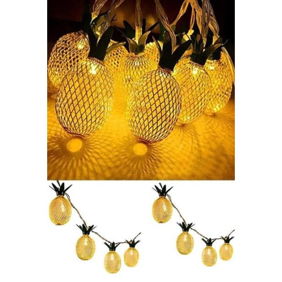 BUFFER® Dekoratif Pilli Pineapple Ananas Pilli Şerit Led Işık (1 Metre) BUFFER® Dekoratif Pilli Pineapple Ananas Pilli Şerit Led Işık (1 Metre)