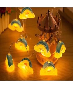 BUFFER® Dekoratif Şirin Gökkuşağı Pilli İp Şerit Led Işık Gece Lambası