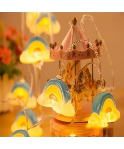 BUFFER® Dekoratif Şirin Gökkuşağı Pilli İp Şerit Led Işık Gece Lambası BUFFER® Dekoratif Şirin Gökkuşağı Pilli İp Şerit Led Işık Gece Lambası