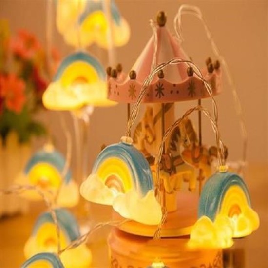 BUFFER® Dekoratif Şirin Gökkuşağı Pilli İp Şerit Led Işık Gece Lambası BUFFER® Dekoratif Şirin Gökkuşağı Pilli İp Şerit Led Işık Gece Lambası