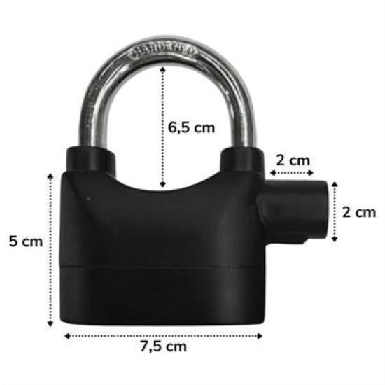 BUFFER® Desibel Siyah Alarmlı Çok Fonksiyonlu Ekstra Güvenlikli Kare Asma Dolap Kilidi BUFFER® Desibel Siyah Alarmlı Çok Fonksiyonlu Ekstra Güvenlikli Kare Asma Dolap Kilidi
