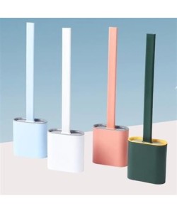 BUFFER® Duvara Monte Edilebilir Kapaklı Askılı Klozet Yumuşak Silikon Başlıklı Tuvalet Fırçası Seti