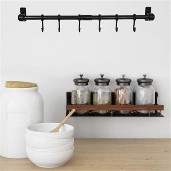 BUFFER® Duvara Monte Edilen 6 Kancalı Dekor Kaşıklık ve Kupa Askısı BUFFER® Duvara Monte Edilen 6 Kancalı Dekor Kaşıklık ve Kupa Askısı